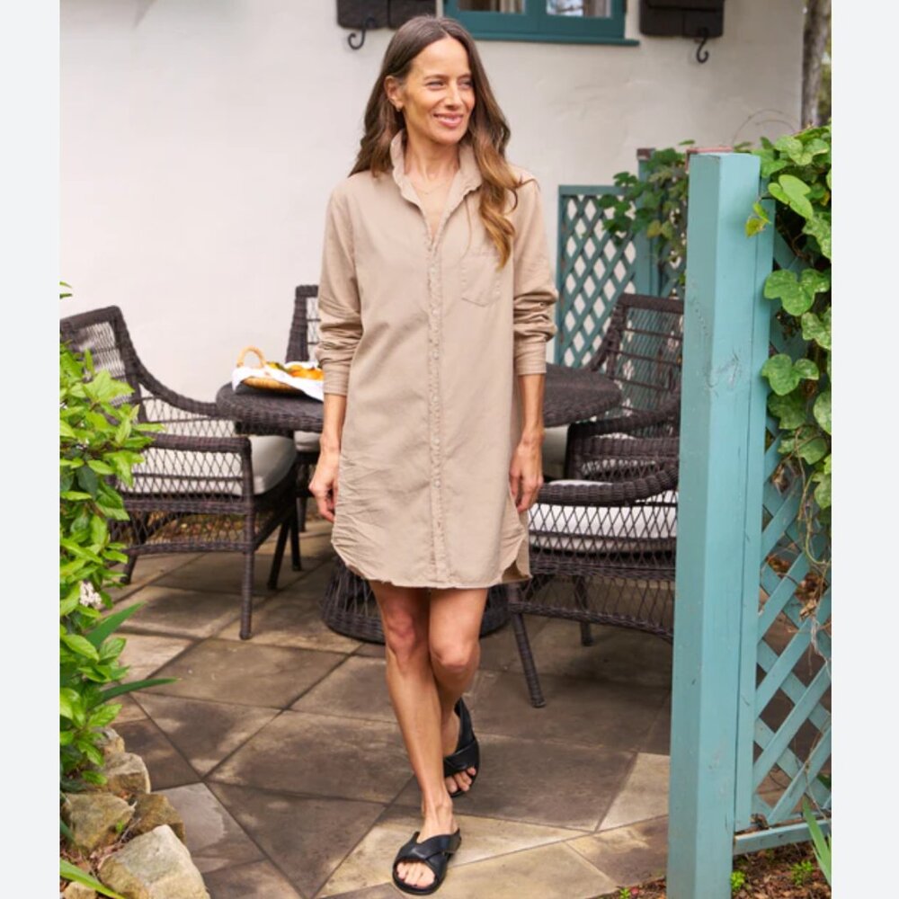 Frank & Eileen Famous Denim MARY Classic Shirtdress Size: L Sand